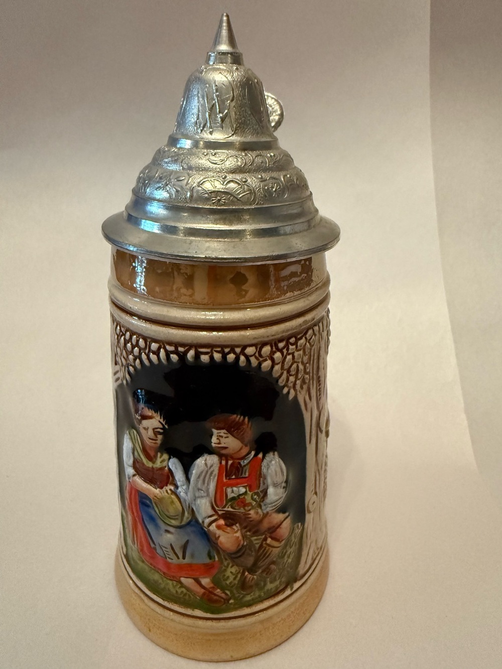 German-Style Ceramic Beer Stein with Pewter Lid - - Picture 6 of 10